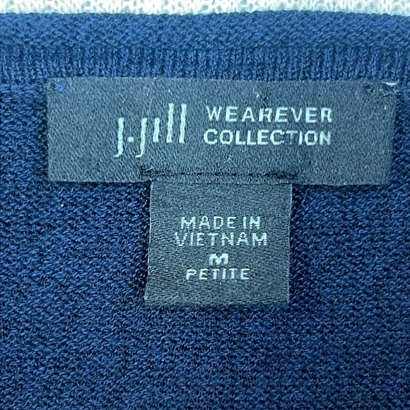 J. Jill Wearever Collection Women’s Medium Petite MP Top Blouse Navy/White - Picture 4 of 8